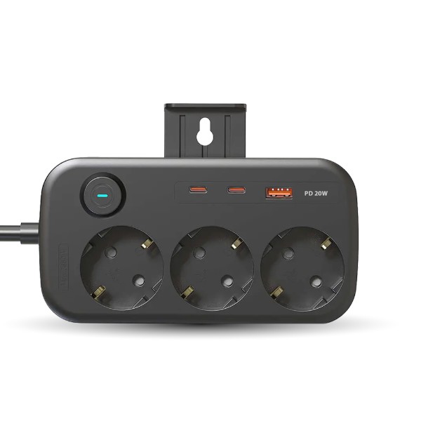 Фото - Мережевий фільтр Ultra PB70312 (3 роз., 1 USB, 2 Type-C, 2,5м) Чорний